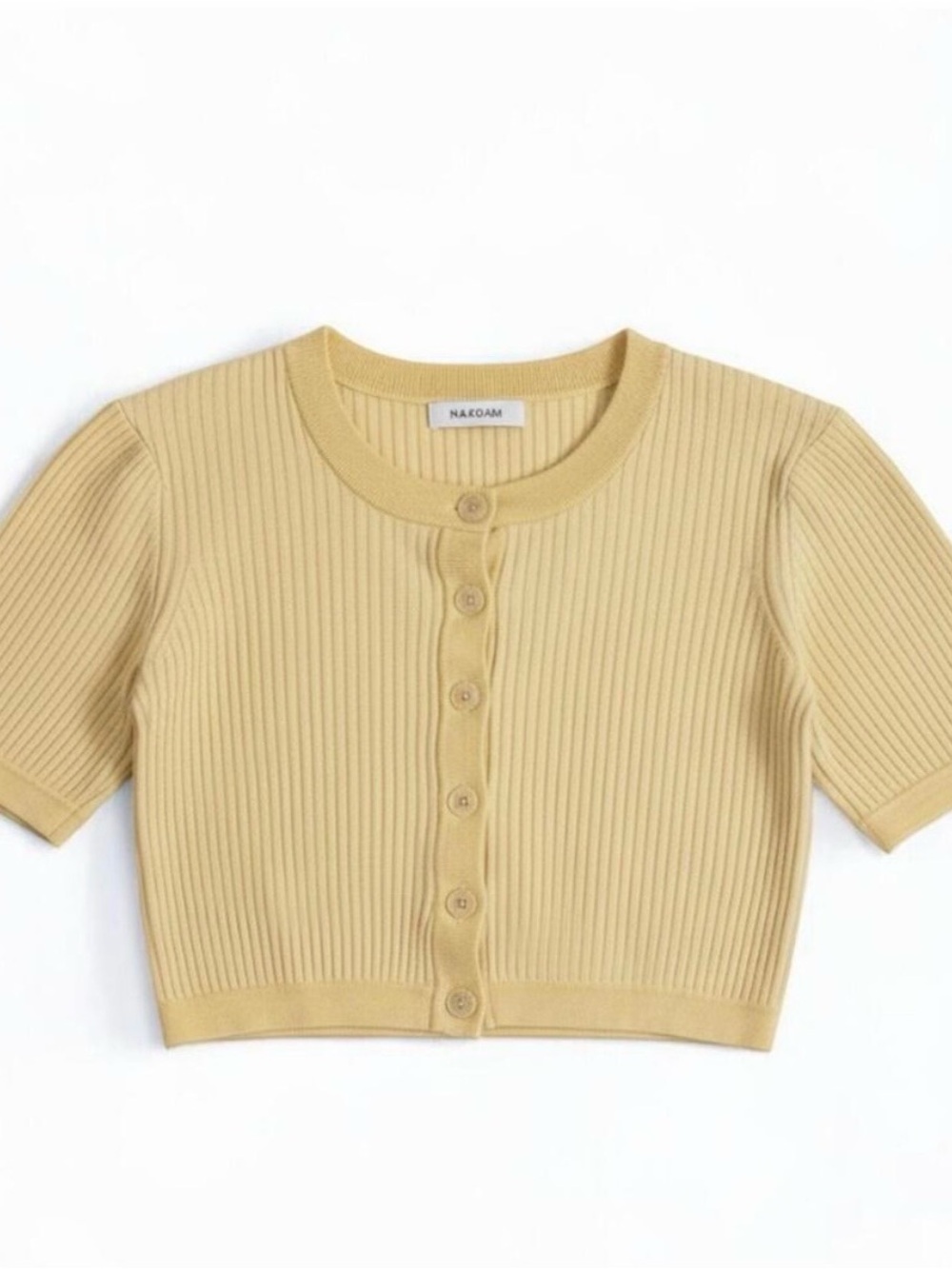 Naadam Yellow Cropped Cardigan Top Womens Medium